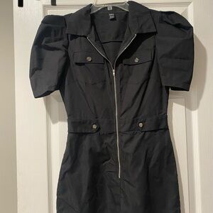 Black Puff Sleeve Romper